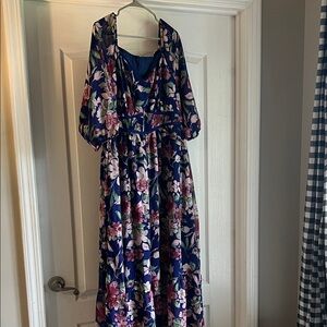 BloomChic Floral Blue Maxi Dress